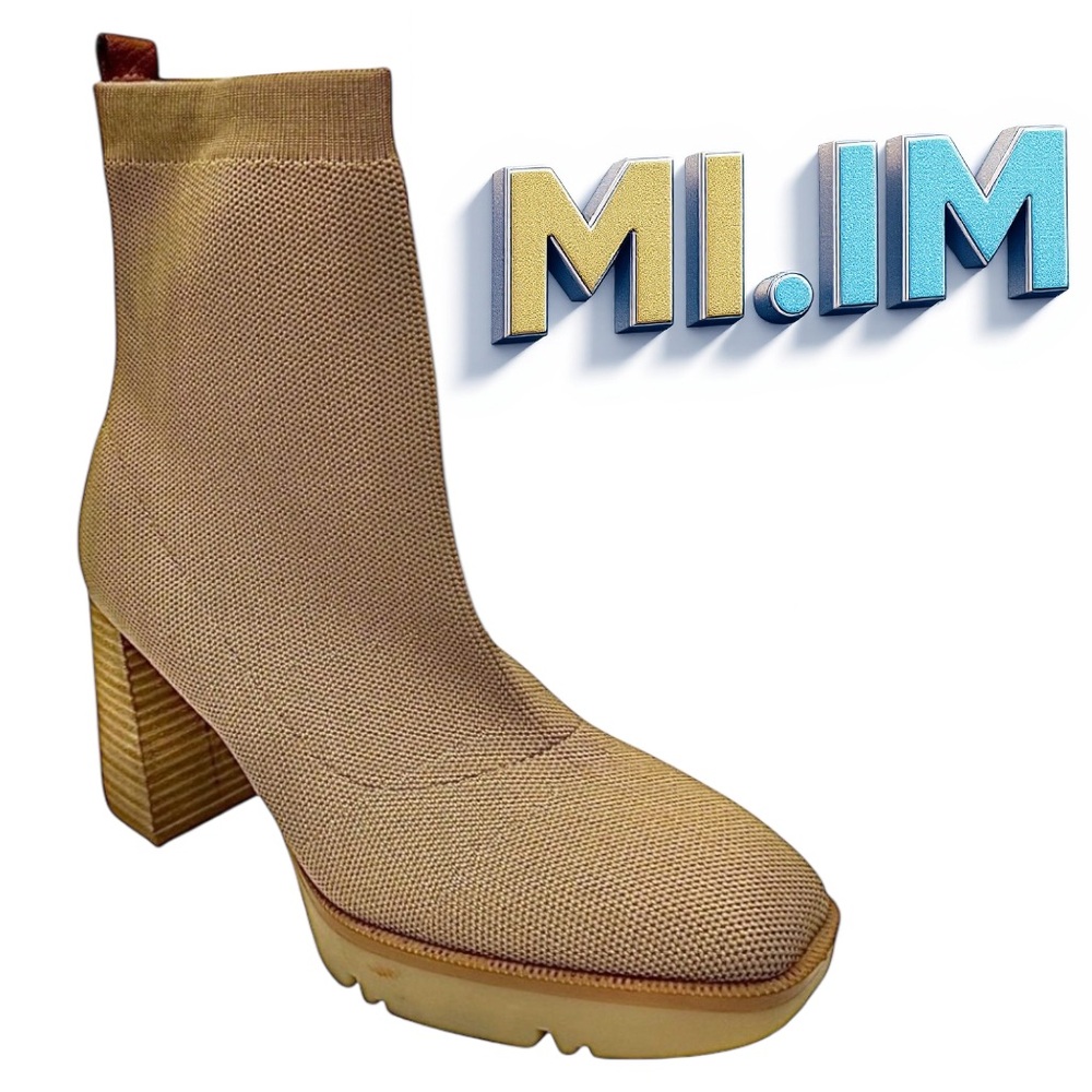 MI.IM Minimalist Platform Chunky Tan Women’s Knit Boots Size 7.5 Medium EUC